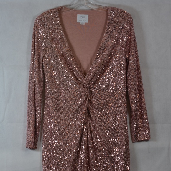 LUXE Sequined Pink Dress SZ M - Picture 4 of 7